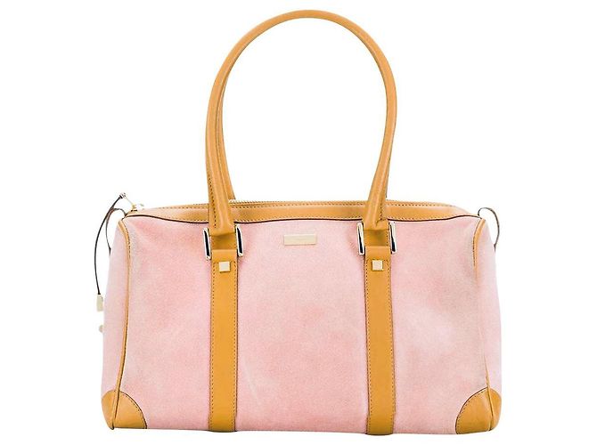Ophidia Borsa Gucci Boston Rosa in Camoscio e Pelle