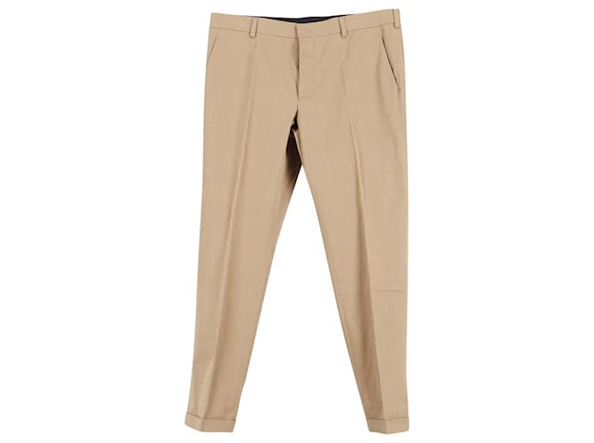 Pantalones Prada de corte recto en algodón beige Castaño  ref.861530