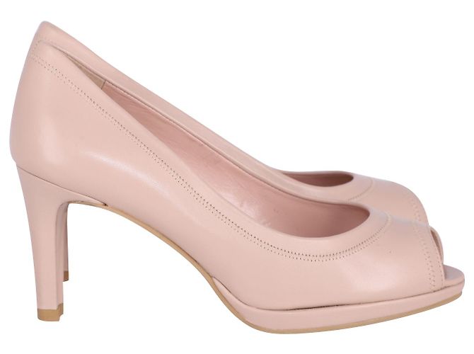 Sapatilha peep toe Stuart Weitzman em couro rosa