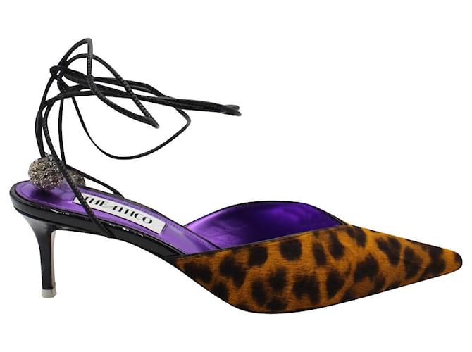 Autre Marque The Attico Tina Mule com estampa de leopardo em couro marrom  ref.861560