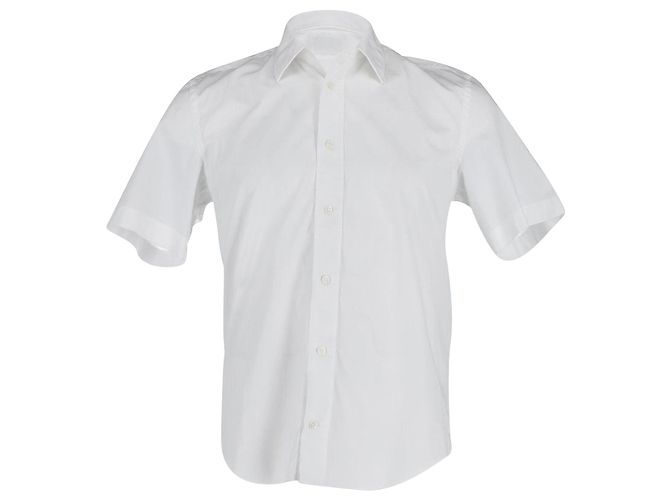 Acne Studios Chemise boutonnée à manches courtes en popeline de coton blanche