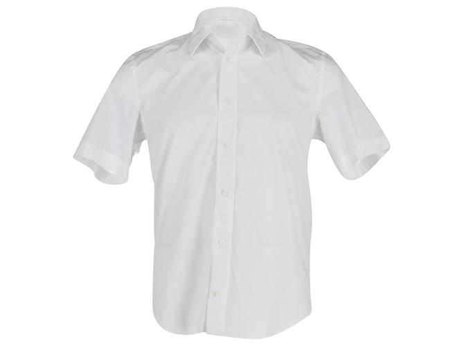Acne Studios Short Sleeve Button Front Shirt in White Cotton Poplin   ref.861585