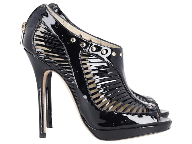 Jimmy Choo Caged High Heel Sandals in Black Patent Leather   ref.861589