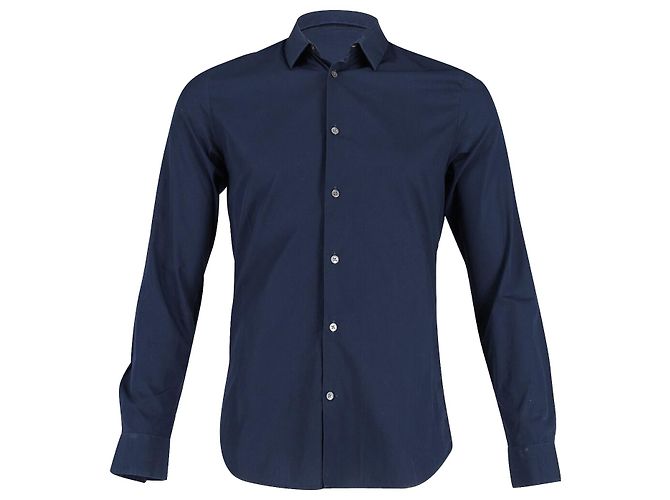 Camisa de manga larga con botones en la parte delantera en algodón azul marino de Acne Studios