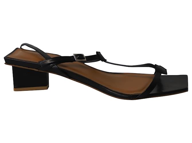 Autre Marque By Far Krista Block Heel Sandals in Black Leather ref