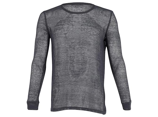 Balmain Long Sleeve Knitted Mesh Top in Black Cotton   ref.861609