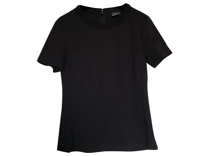 Top Chanel negro de manga corta de algodón