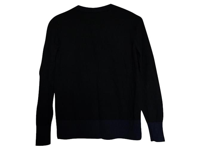 Cambon Chanel Uniforme cardigã preto e azul Lã  ref.861635