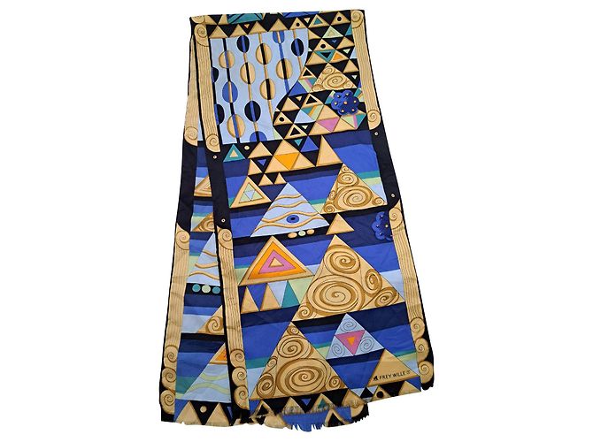 Frey Wille Ultra Rare Egybtian Blue Silk Maxi Twill