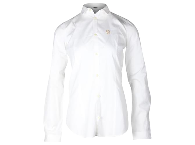 Dsquared2 Button-down Shirt in White Organic Cotton  ref.861718