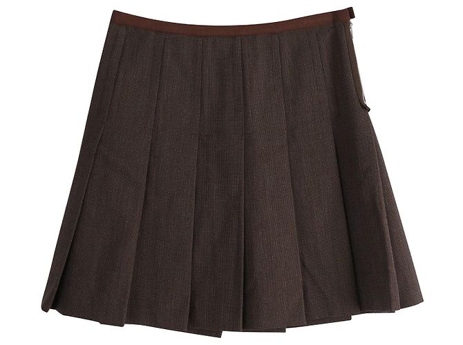 Saia plissada Marc Jacobs em lã marrom