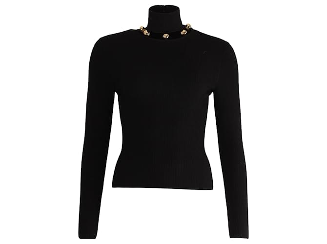 Alexander McQueen Metallic Sphere High-neck Sweater in Black Viscose Cellulose fibre  ref.861731