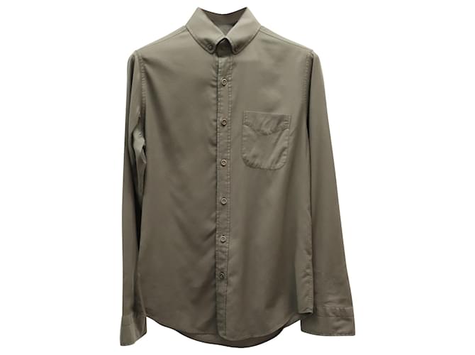 Tom Ford Chemise boutonnée à manches longues en coton olive Vert Vert olive  ref.861745