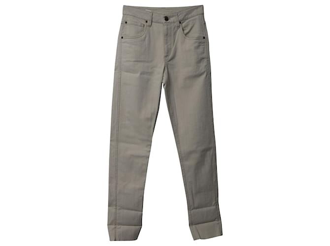 Brunello Cucinelli Jeans mit mittelhohem Bund aus cremefarbener Baumwolle Weiß Roh  ref.861753
