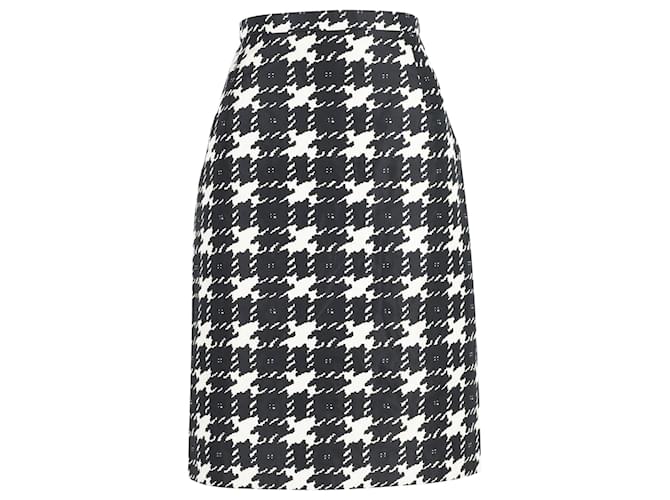 Weekend by Max Mara Houndstooth Print Midi Skirt in Black Polyester  ref.861764