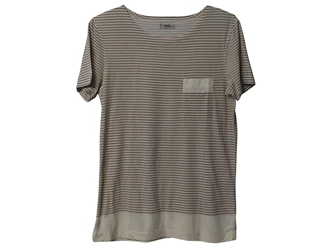 Acne Studios Gestreiftes T-Shirt aus Baumwolle mit braunem Print  ref.861766