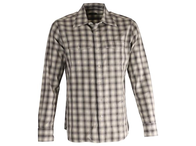 Camisa de botões xadrez Tom Ford em algodão multicolorido Multicor  ref.861771