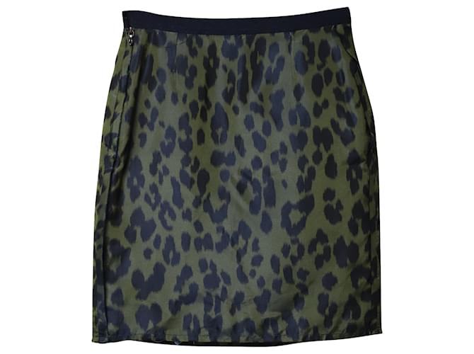 Lanvin Leopard Print Midi Skirt in Multicolor Silk Multiple colors  ref.861802