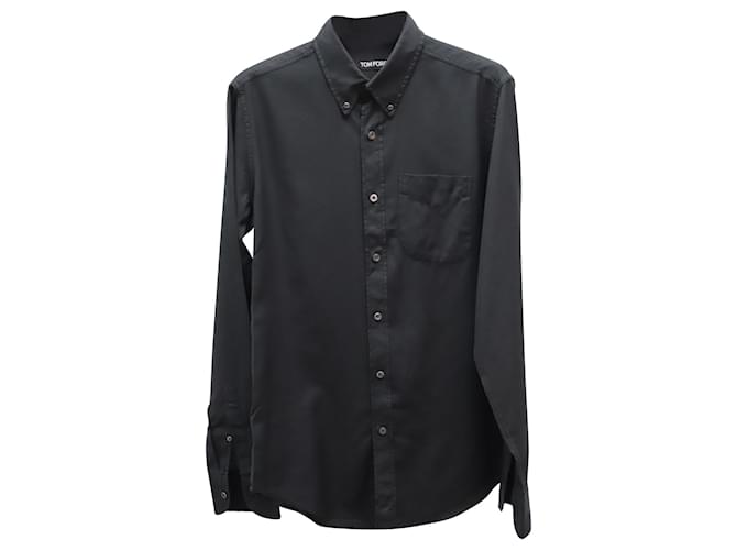 Camisa de manga comprida com botões Tom Ford em algodão preto  ref.861830