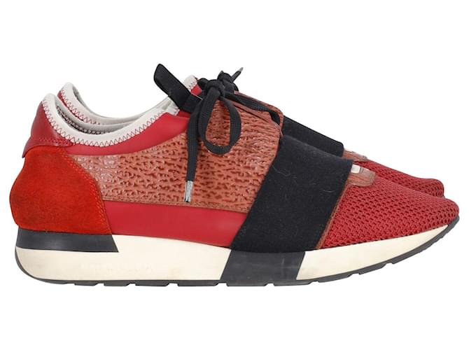 Day Sneakers basse Balenciaga Race Runner in pelle rossa e nera Multicolore  ref.861831