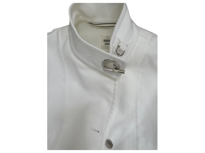 Hermès Giacche Bianco sporco Cotone  ref.861855