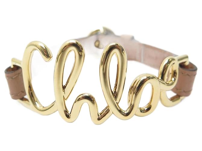 Chloé NEW CHLOE BRACELET 2b0988 IN GOLD METAL AND BROWN LEATHER 15 a 18CM NEW JEWEL Golden  ref.861972