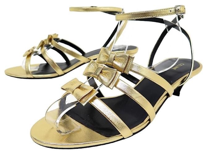 Céline CELINE SHOES SANDALS WITH BOW IN GOLD LEATHER 38 SANDALS SHOES Golden  ref.862015