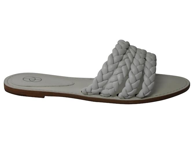 Autre Marque Porte & Paire Braided Slides in White Leather   ref.862097