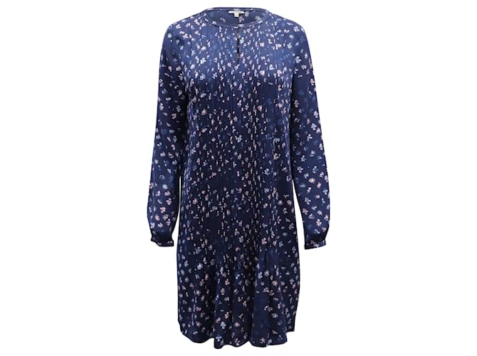 Diane Von Furstenberg Meadow Floral Print Dress in Blue Silk  ref.862102