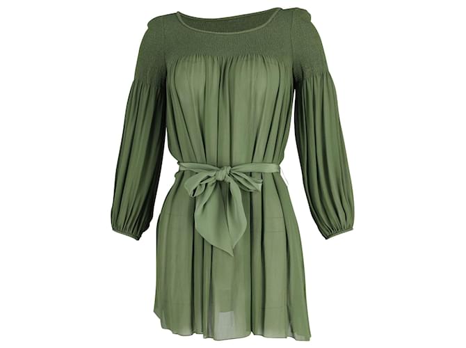 Temperley London Gesmoktes Minikleid aus grüner Seide  ref.862105