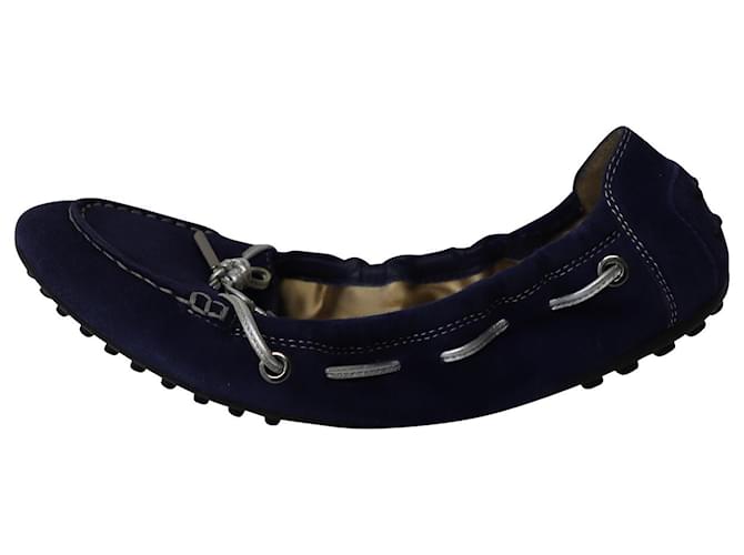 Tod's Scrunch Ballet Flats in Royal Blue Suede   ref.862135