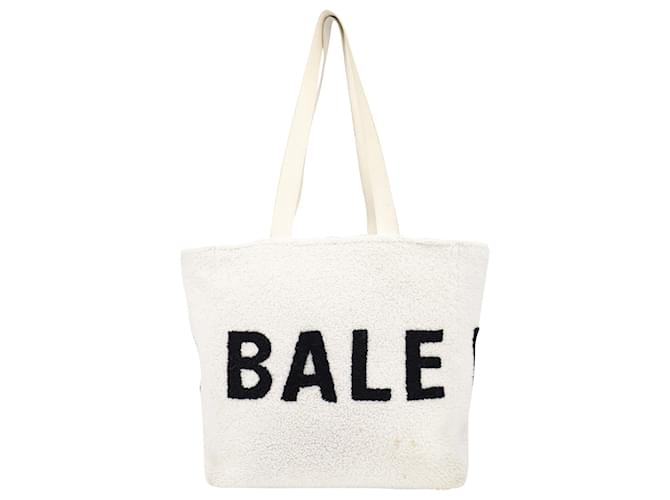 Balenciaga Logo Tote Shearling en Laine Crème Blanc Écru  ref.862138