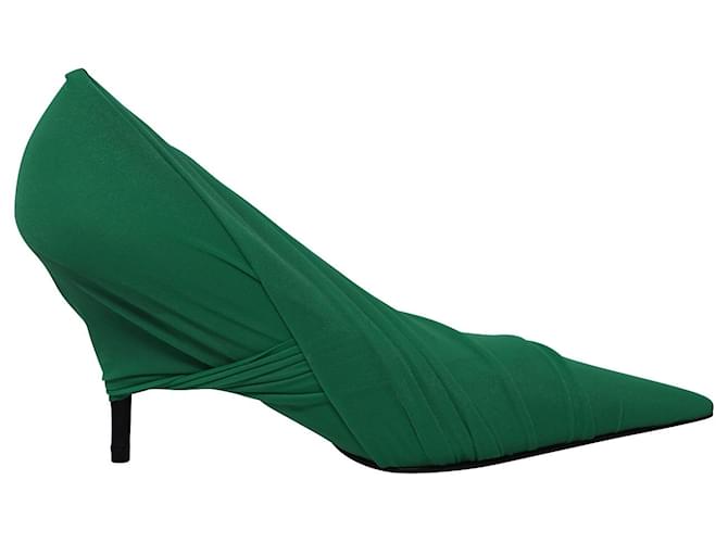 Balenciaga Drapierte Messerpumps aus grünem Nylon  ref.862157