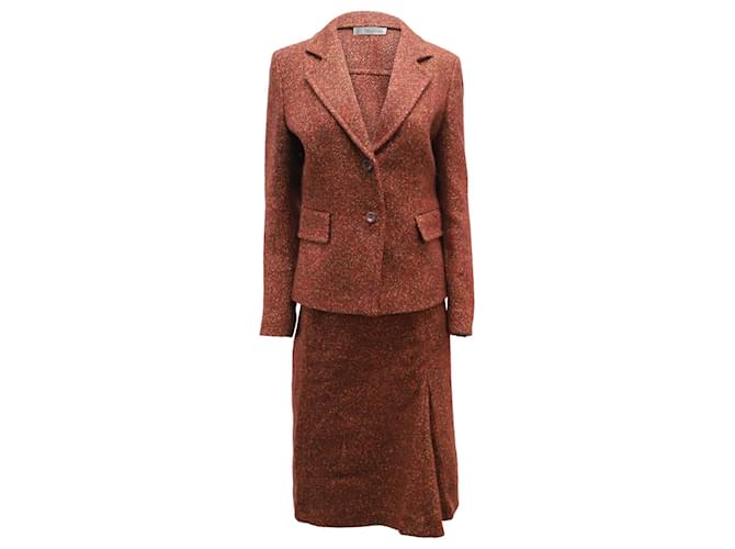 Conjunto de falda midi y blazer cruzado de tweed de Max Mara en lana multicolor  ref.862165