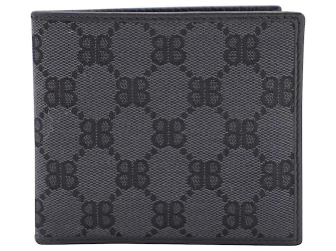 Balenciaga x Gucci The Hacker Project Bi-Fold Wallet in Charcoal Canvas Dark grey Cloth  ref.862187