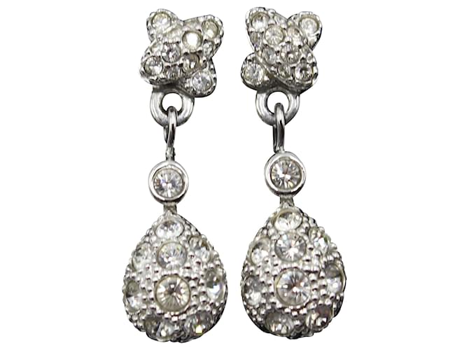 Swarovski Crystal Drop Earrings in Silver Metal Silvery  ref.862195