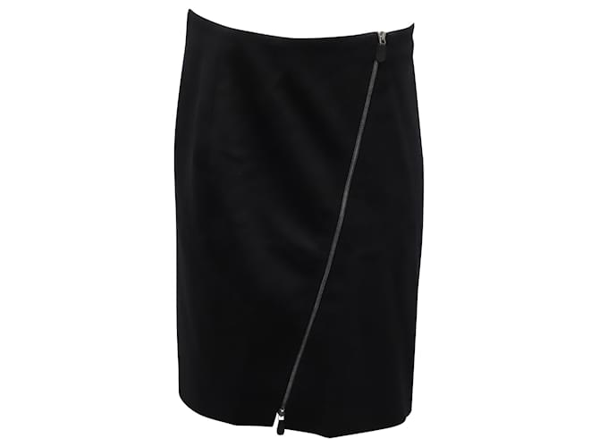 Alexander McQueen Asymmetrical Zipper Pencil Skirt in Black Acetate  Cellulose fibre  ref.862222
