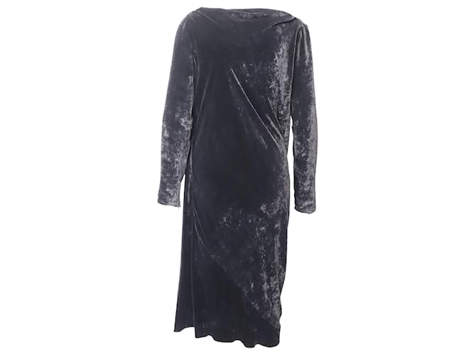 Lanvin Velvet Long Sleeve Draped Dress in Black Viscose  ref.862233