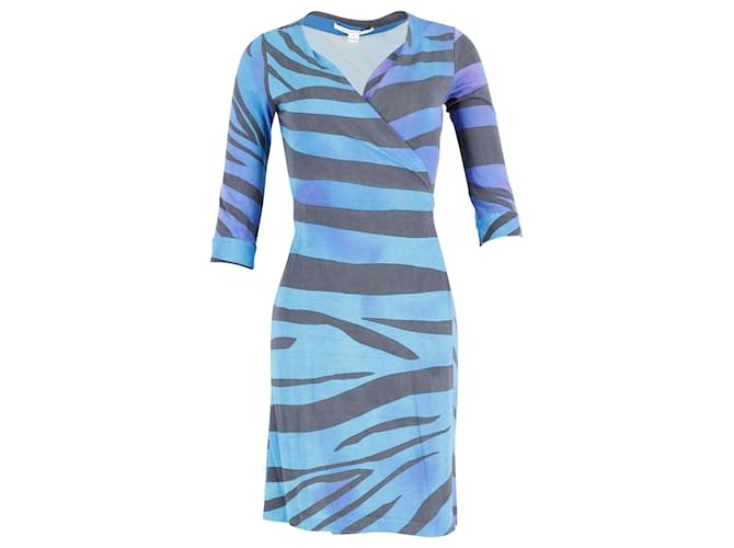 Diane Von Furstenberg Wrap Dress in Blue Silk  ref.862260