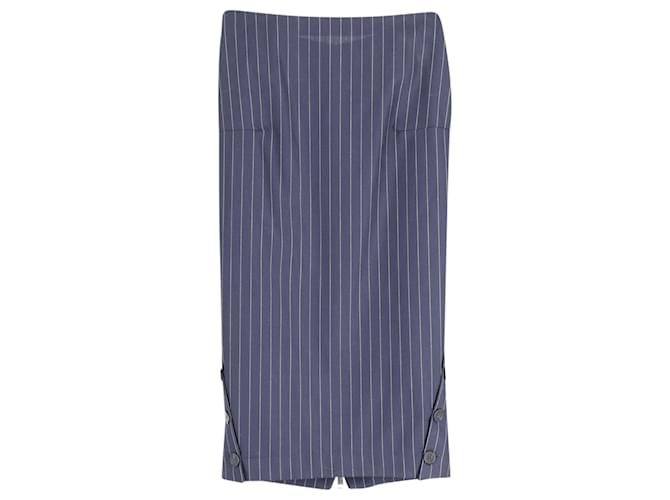 Victoria Beckham Pin Stripe Pencil Skirt in Navy Blue Wool  ref.862261
