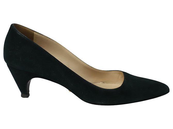 Prada Cone Heel Sandals in Green Suede