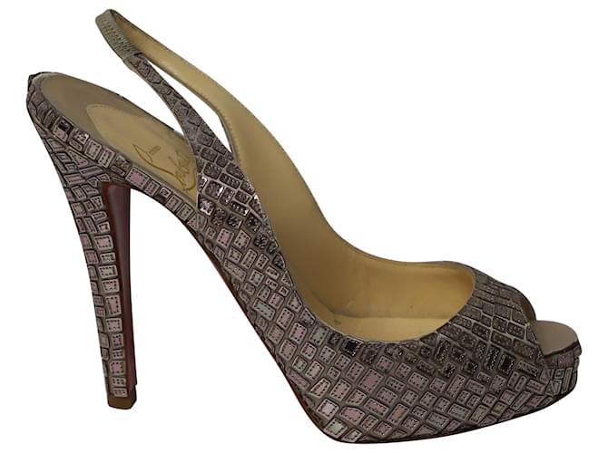 Christian Louboutin Prive Mosaique 120 Pumps in Silver Acrylic Silvery  ref.862316