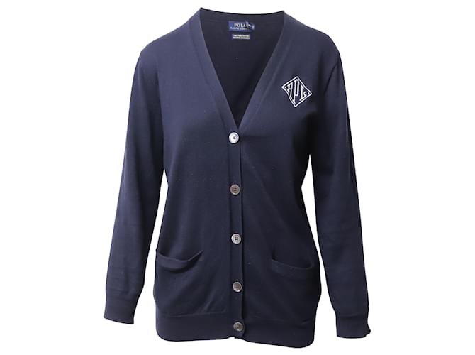Cardigan in maglia Ralph Lauren in cotone blu navy  ref.862319