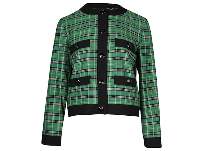 Maje Plaid Jacket in Green Polyester  ref.862333