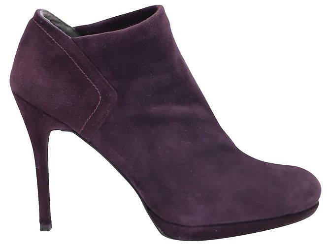 Stuart Weitzman Bottines à Talons Hauts en Daim Violet Aubergine