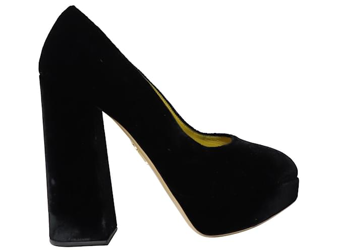 Zapatos de tacón con plataforma Charlotte Olympia en terciopelo negro  ref.862367