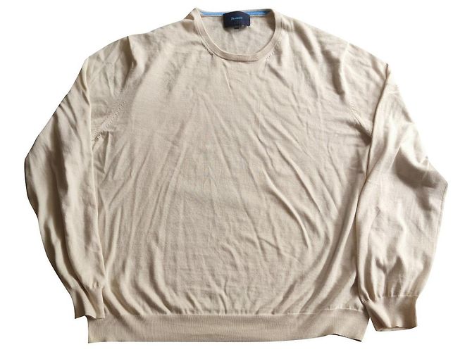 Pull Façonnable Col Rond en Coton Écru XXL