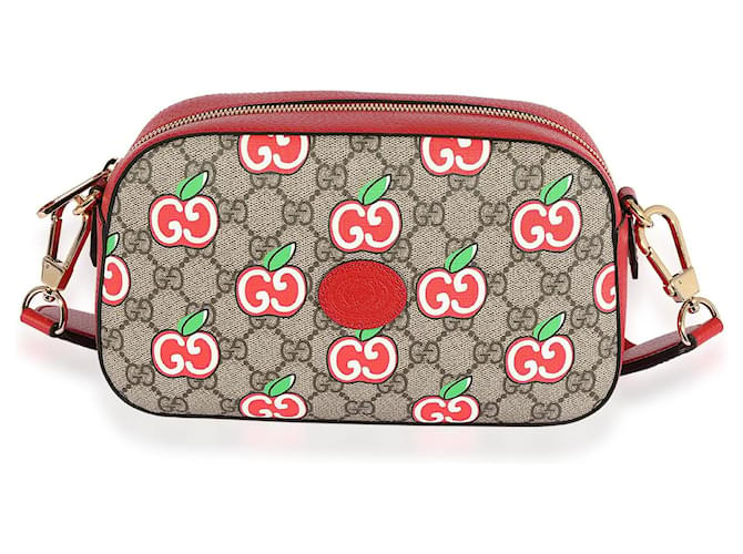 Gucci New gg supreme leather shoulder bag Red Cloth  ref.862574
