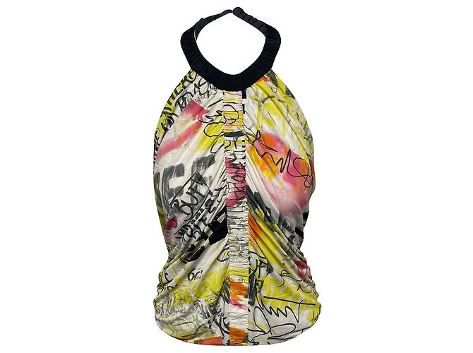 Iceberg Neckholder-Bluse mit Eisberg-Graffiti-Print aus mehrfarbiger Viskose