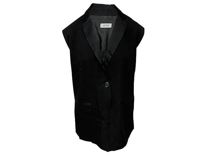 Mini abito Moschino Velvet Vest in acetato nero Fibra di cellulosa  ref.862661
